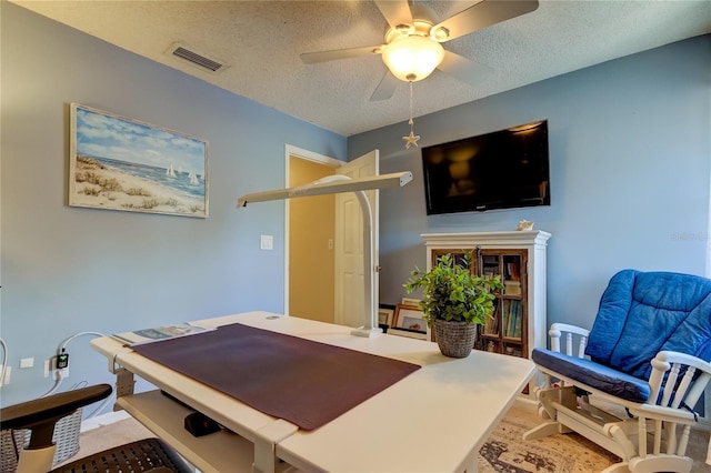 612 Fairmont Ave Unit D, Safety Harbor, FL 34695 - office with visible vents, a ceiling fan, and a textured ceiling