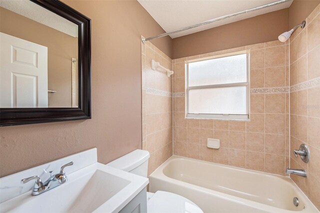 6711 Thackston Dr, Riverview, FL 33578 - bathroom with toilet, shower / tub combination, and vanity