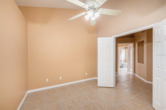6711 Thackston Dr, Riverview, FL 33578 - unfurnished room featuring ceiling fan, light tile patterned floors, and baseboards