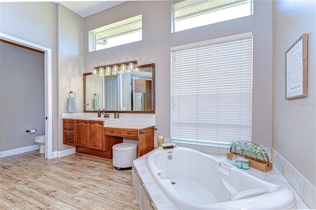 3212 Sunset Lakes Blvd, Land O Lakes, FL 34638 - full bath featuring toilet, a bath, vanity, and a high ceiling