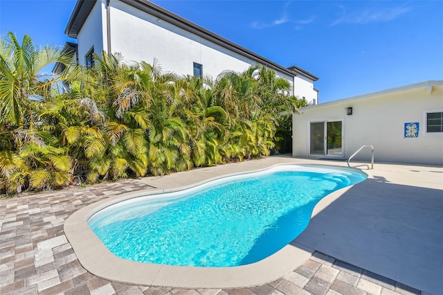 pool with a patio area