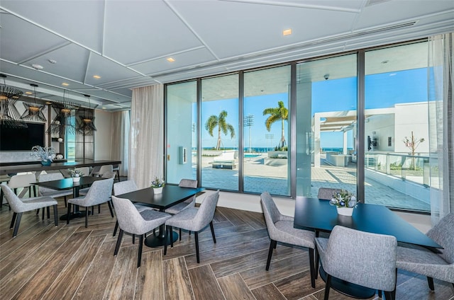 301 1st St S Unit 3004, Saint Petersburg, FL 33701 - dining area featuring recessed lighting and a wall of windows