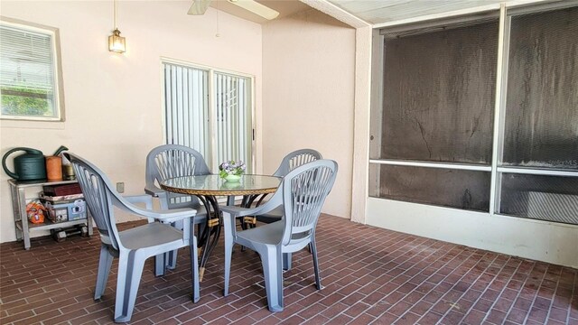 2213 Fluorshire Dr, Brandon, FL 33511 - sunroom / solarium featuring ceiling fan and outdoor dining space