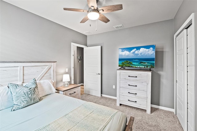 44239 Frontier Dr, Punta Gorda, FL 33982 - bedroom featuring ceiling fan, visible vents, baseboards, and carpet floors