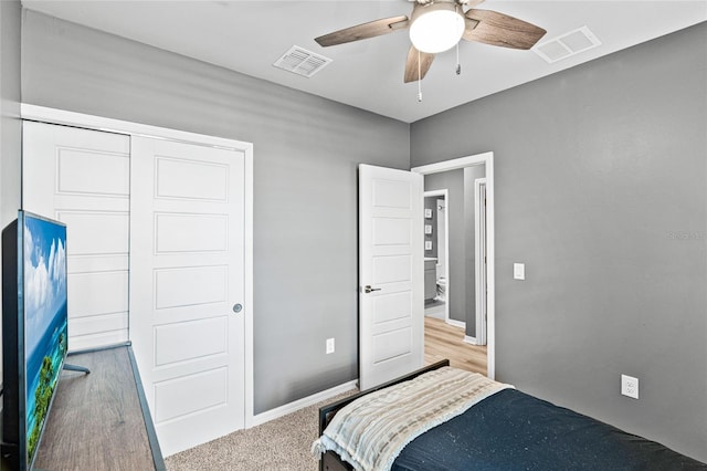 44239 Frontier Dr, Punta Gorda, FL 33982 - bedroom featuring a closet, baseboards, a ceiling fan, and visible vents