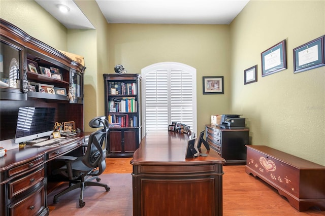 office with wood finished floors