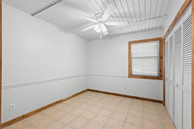 407 Indiana Ave, Crystal Beach, FL 34681 - unfurnished room with wood ceiling, ceiling fan, and baseboards