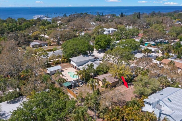 407 Indiana Ave, Crystal Beach, FL 34681 - aerial view with a water view and a residential view