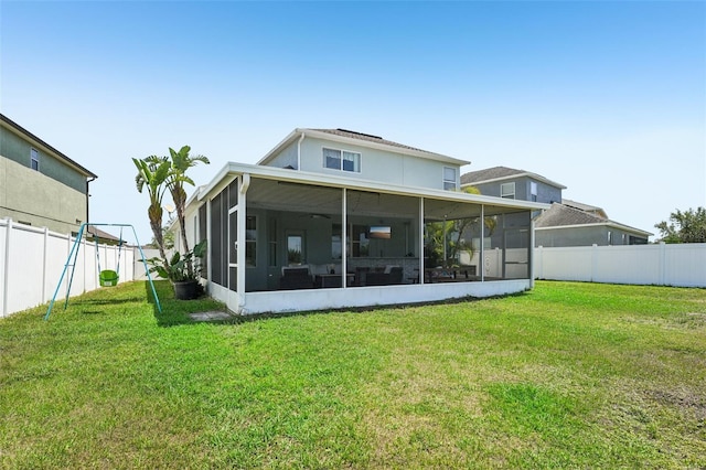 7207 Forest Mere Dr, Riverview, FL 33578 - rear view of property with a sunroom