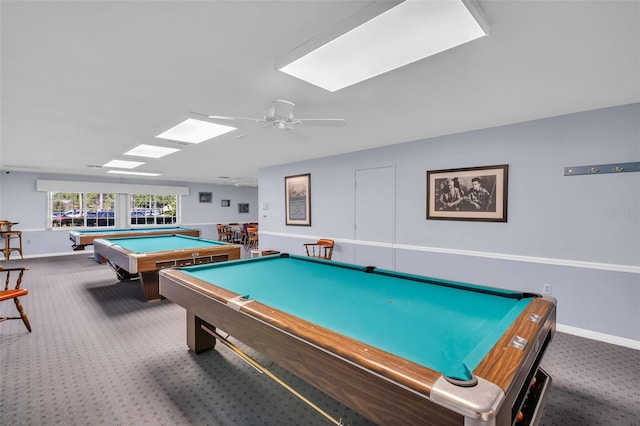4819 Boonesboro Ct, New Port Richey, FL 34655 - rec room featuring baseboards, a ceiling fan, carpet, and pool table