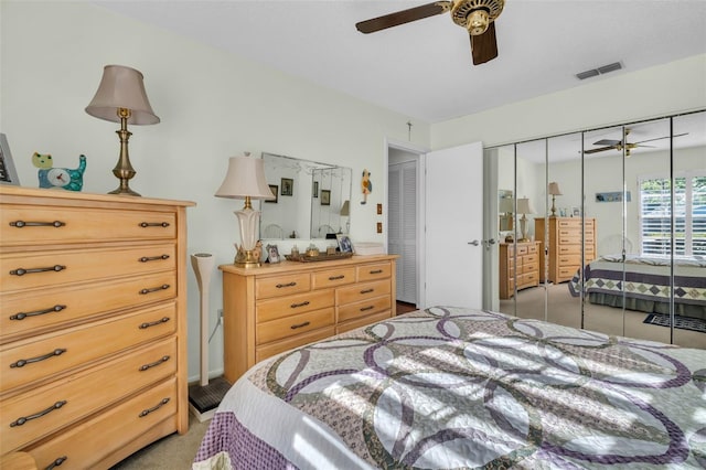 4819 Boonesboro Ct, New Port Richey, FL 34655 - bedroom featuring visible vents, a closet, and a ceiling fan