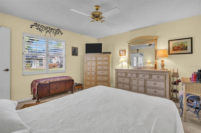 4819 Boonesboro Ct, New Port Richey, FL 34655 - carpeted bedroom featuring ceiling fan, baseboards, and a textured ceiling