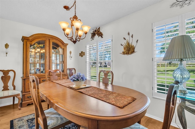 4819 Boonesboro Ct, New Port Richey, FL 34655 - dining space featuring a wealth of natural light, an inviting chandelier, wood finished floors, and baseboards