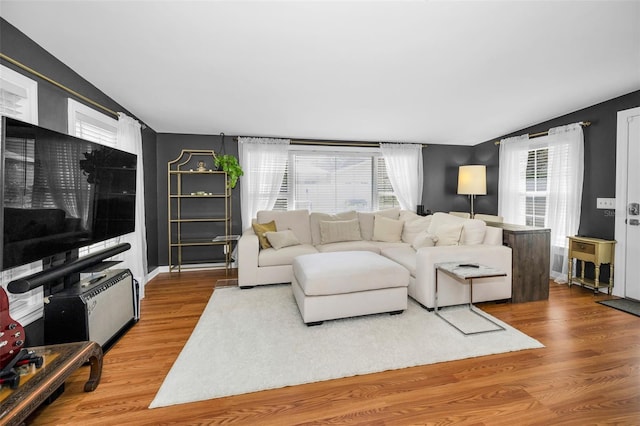 202 S Hesperides St, Tampa, FL 33609 - living area with wood finished floors and vaulted ceiling