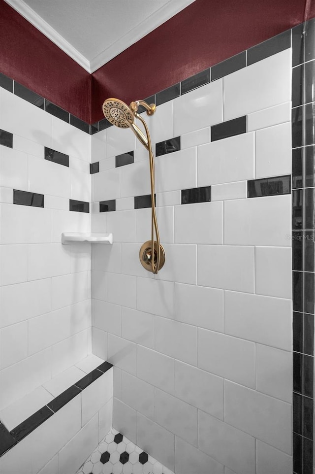 202 S Hesperides St, Tampa, FL 33609 - bathroom with tiled shower and ornamental molding