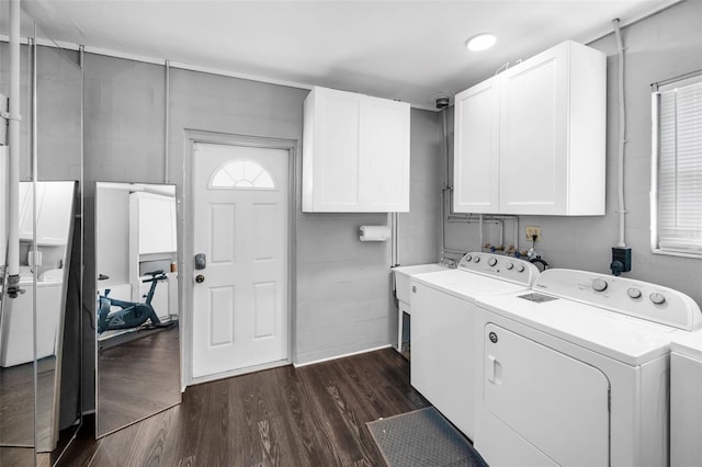 202 S Hesperides St, Tampa, FL 33609 - laundry area with cabinet space, separate washer and dryer, and dark wood finished floors