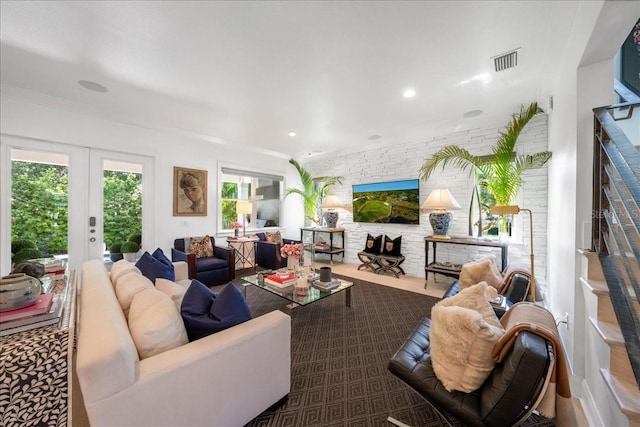 2501 S Dundee St, Tampa, FL 33629 - living room featuring french doors, carpet flooring, and recessed lighting