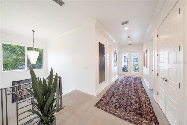2501 S Dundee St, Tampa, FL 33629 - corridor with french doors, light wood-style floors, baseboards, and recessed lighting