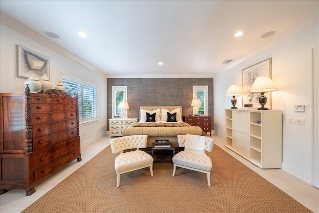 2501 S Dundee St, Tampa, FL 33629 - bedroom featuring multiple windows, crown molding, recessed lighting, and baseboards