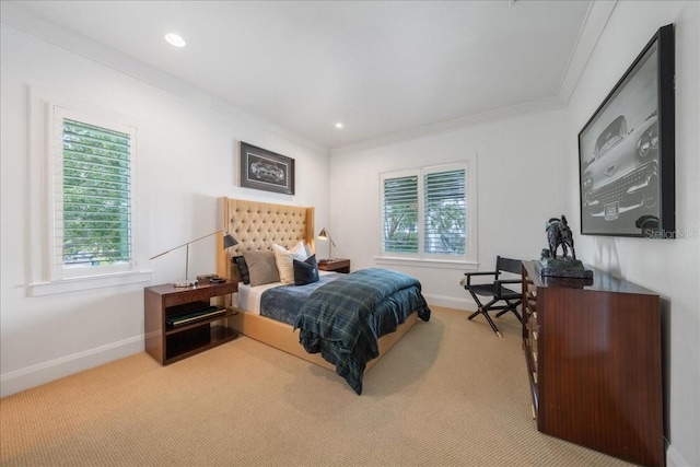 2501 S Dundee St, Tampa, FL 33629 - bedroom with carpet, baseboards, crown molding, and recessed lighting
