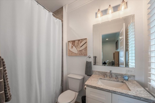 2501 S Dundee St, Tampa, FL 33629 - bathroom featuring toilet, vanity, and curtained shower