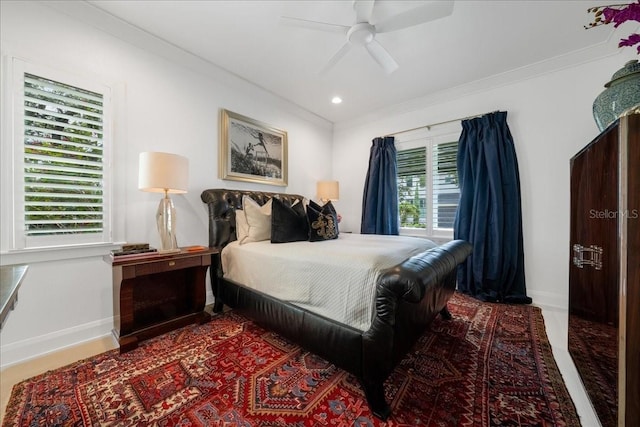 2501 S Dundee St, Tampa, FL 33629 - bedroom with baseboards, a ceiling fan, recessed lighting, and ornamental molding