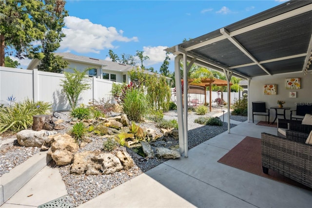 view of patio featuring a fenced backyard