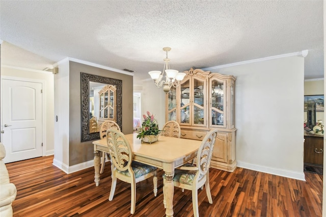 11383 Pickford St, Spring Hill, FL 34609 - dining space with crown molding, baseboards, a notable chandelier, and dark wood-style floors