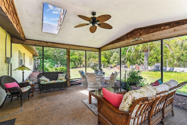 11383 Pickford St, Spring Hill, FL 34609 - sunroom / solarium with an outdoor living space, a ceiling fan, and a skylight