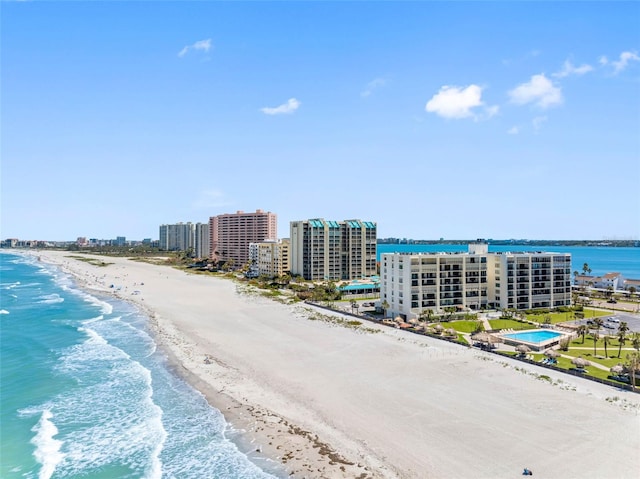 1400 Gulf Blvd Unit 511, Clearwater Beach, FL 33767 - aerial view featuring a water view and a beach view