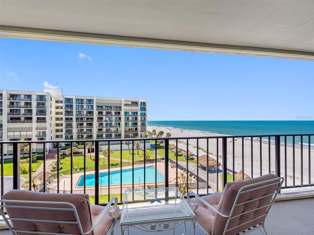 1400 Gulf Blvd Unit 511, Clearwater Beach, FL 33767 - balcony featuring a water view and a view of the beach