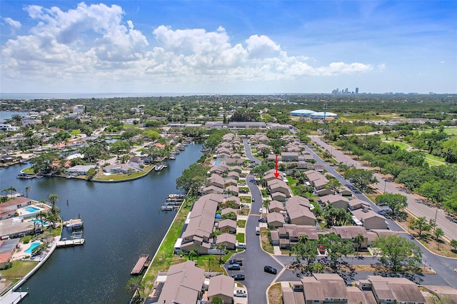 6490 Cape Hatteras Way NE Unit 4, Saint Petersburg, FL 33702 - bird's eye view featuring a water view and a residential view