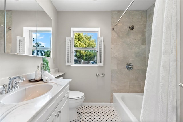 1232 Sedeeva Cir S, Clearwater, FL 33755 - bathroom with vanity, shower / tub combo, and tile patterned floors