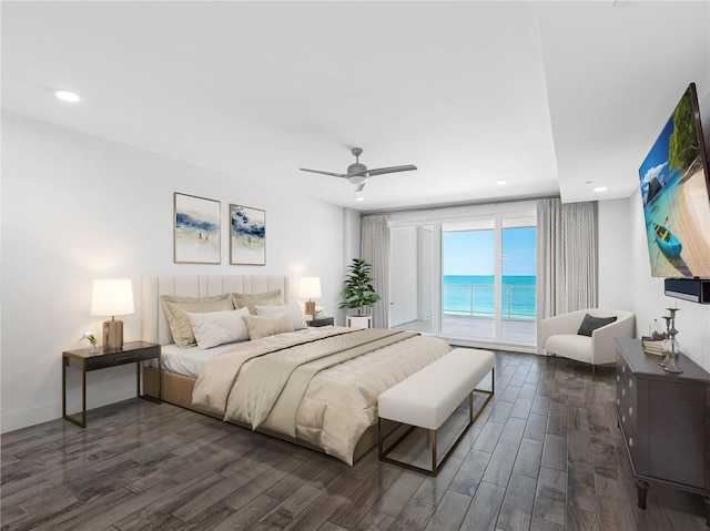 19816 Gulf Blvd Unit 602, Indian Shores, FL 33785 - bedroom with ceiling fan, access to outside, wood finished floors, and recessed lighting