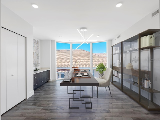 19816 Gulf Blvd Unit 602, Indian Shores, FL 33785 - office with recessed lighting, dark wood finished floors, visible vents, and expansive windows