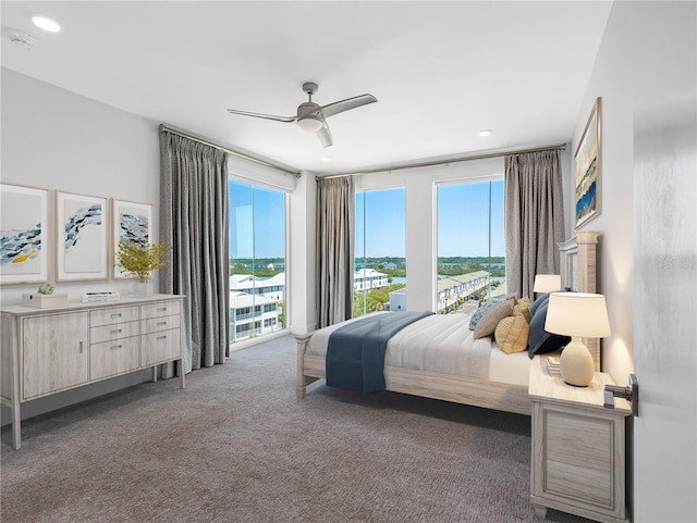 19816 Gulf Blvd Unit 602, Indian Shores, FL 33785 - bedroom with recessed lighting, carpet floors, and a ceiling fan