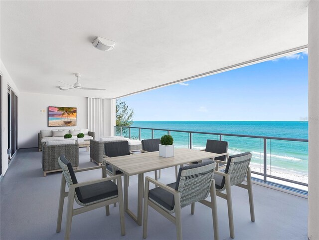 19816 Gulf Blvd Unit 602, Indian Shores, FL 33785 - balcony featuring view of water and beach and a ceiling fan