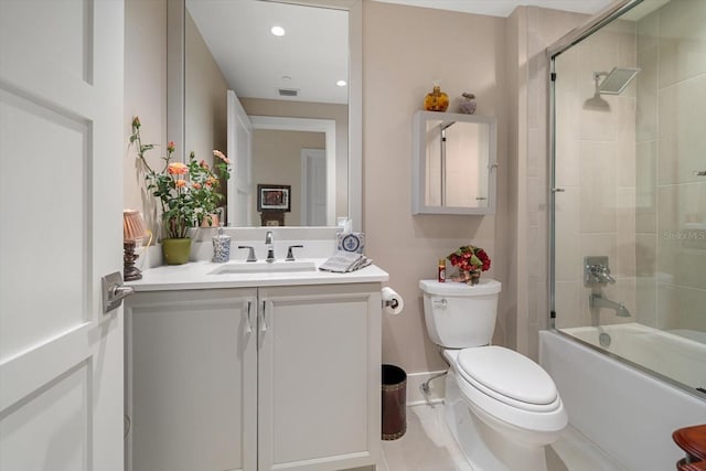 145 Belleview Blvd Unit 201, Belleair, FL 33756 - bathroom with vanity, visible vents, recessed lighting, toilet, and enclosed tub / shower combo