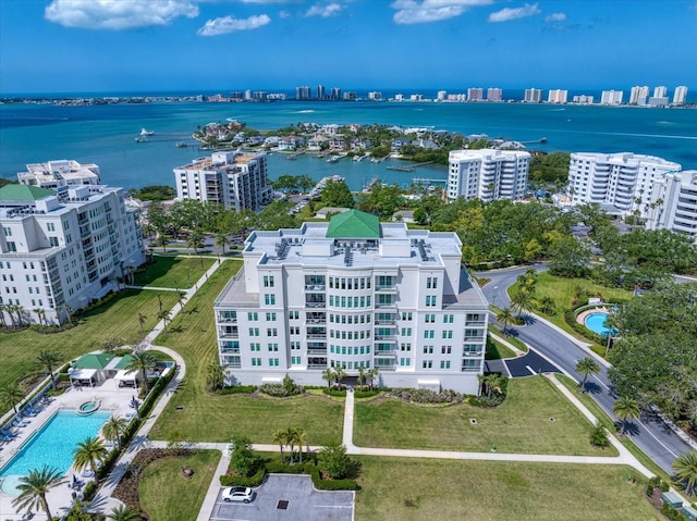 145 Belleview Blvd Unit 201, Belleair, FL 33756 - aerial view featuring a water view and a city view