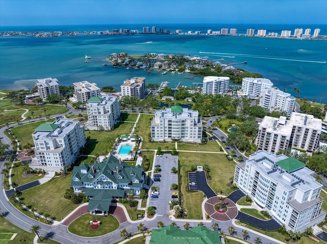 145 Belleview Blvd Unit 201, Belleair, FL 33756 - aerial view with a water view and a view of city