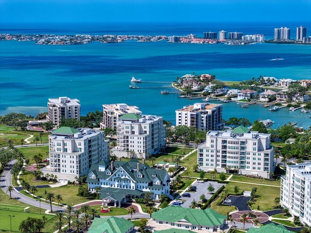 145 Belleview Blvd Unit 201, Belleair, FL 33756 - bird's eye view featuring a water view and a city view