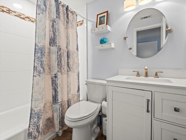 16116 Manorwood Cir, Tampa, FL 33624 - bathroom with shower / tub combo, vanity, visible vents, and toilet