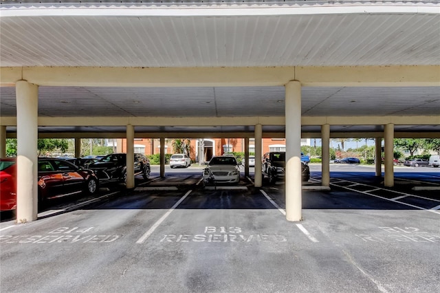 view of covered parking lot