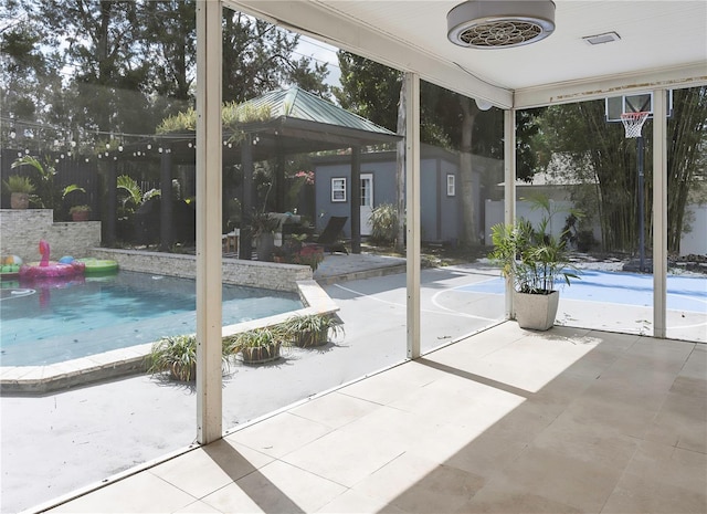 view of unfurnished sunroom
