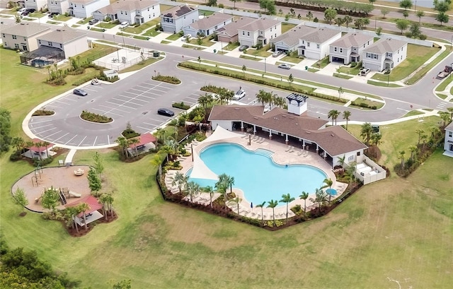 drone / aerial view with a residential view