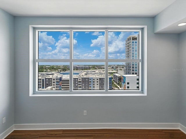 1208 E Kennedy Blvd Unit 1125, Tampa, FL 33602 - empty room with plenty of natural light, wood finished floors, and a view of city