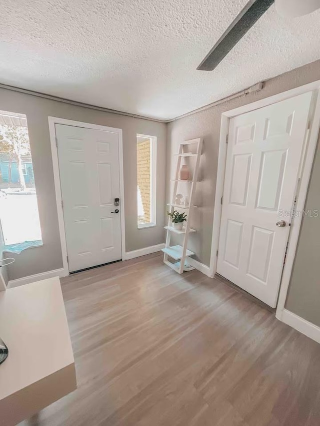 7101 N 9th St, Tampa, FL 33604 - entrance foyer featuring light wood-style flooring, a textured ceiling, and baseboards