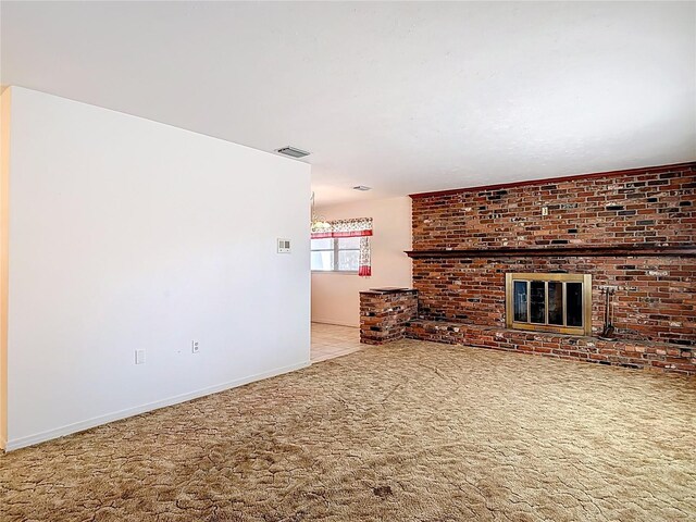 13116 N Oregon Ave, Tampa, FL 33612 - unfurnished living room featuring a fireplace, baseboards, and carpet floors