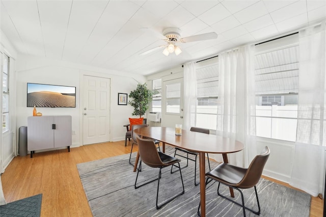 3611 4th Ave N, Saint Petersburg, FL 33713 - dining space featuring baseboards, wood finished floors, and ceiling fan
