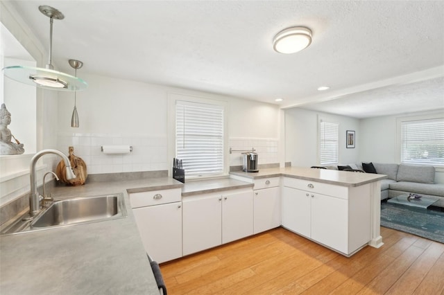 3611 4th Ave N, Saint Petersburg, FL 33713 - kitchen featuring a sink, open floor plan, light countertops, and light wood-style flooring